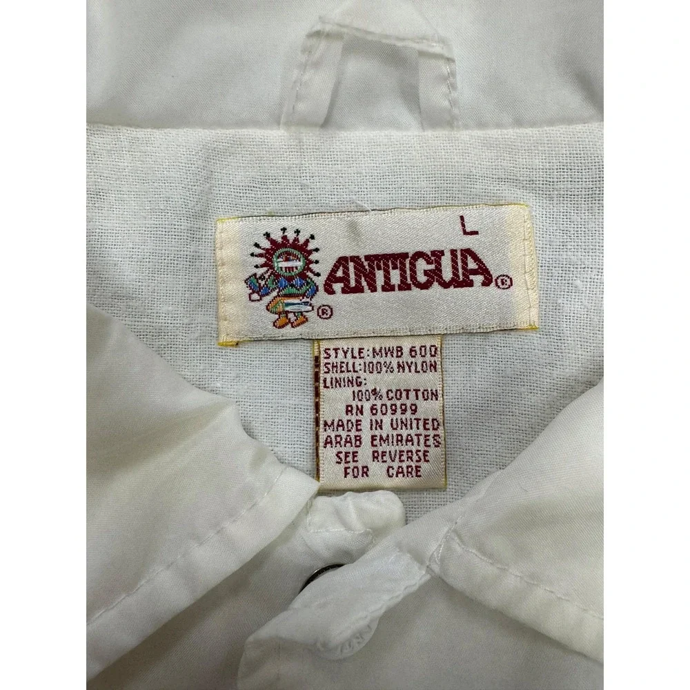 Antigua Coach Jacket Mens Large White Good Mickey Mouse Golf Windbreaker MWB 600